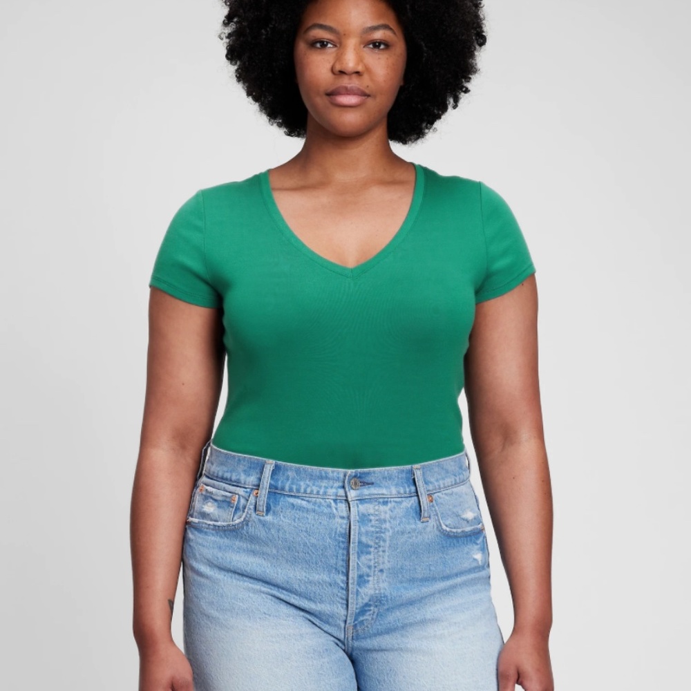 Gap Womens V-Neck Bodysuit Green - size Medium - new with tags